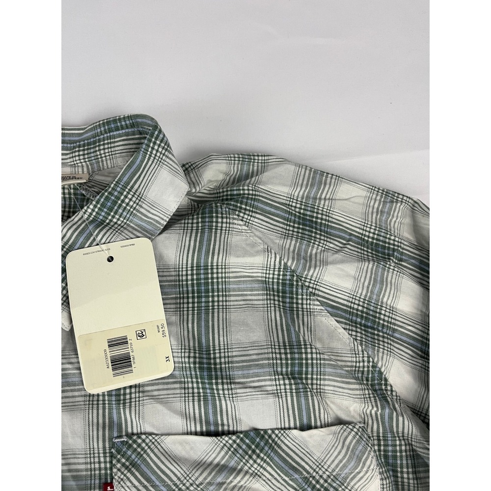 Levi's‎ Women's Plus Size 3X Plaid Long Sleeve Button Down Shirt Green White